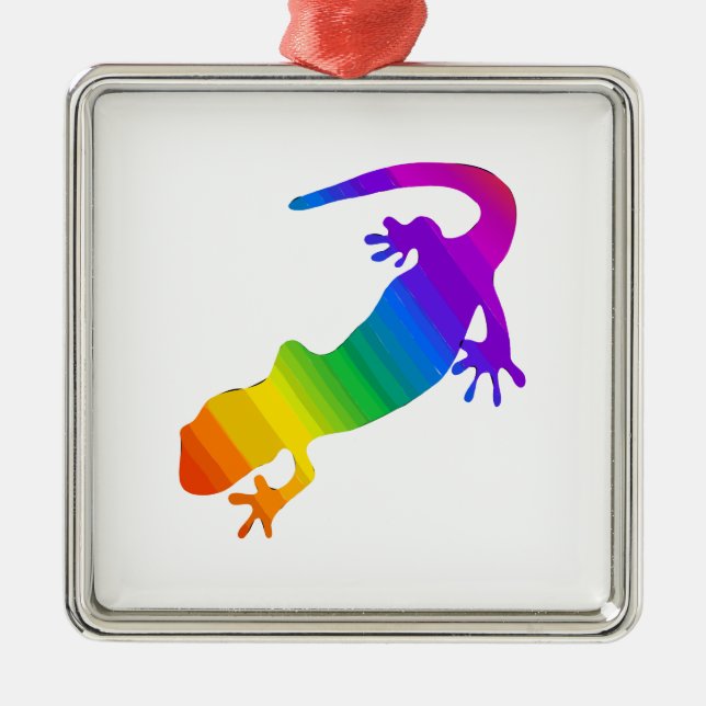 Rainbow Striped Salamander Metal Tree Decoration (Front)