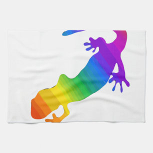 Rainbow Striped Salamander Tea Towel