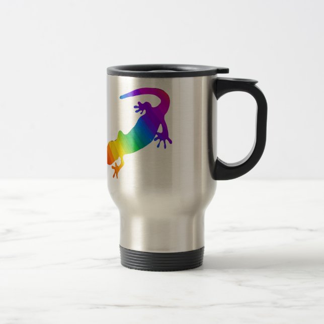 Rainbow Striped Salamander Travel Mug (Right)