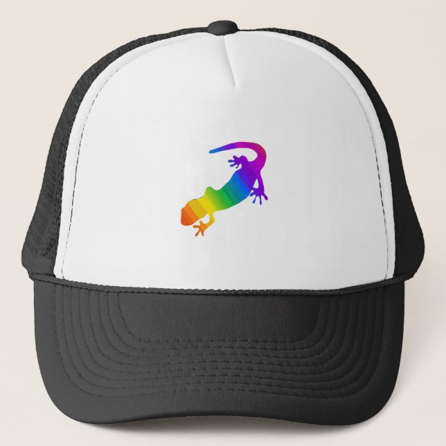 Rainbow Striped Salamander Trucker Hat (Front)