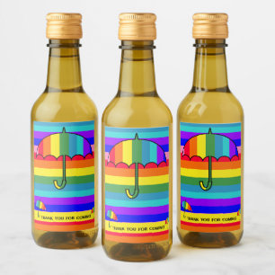 Rainbow Striped Umbrellas   Wine Label