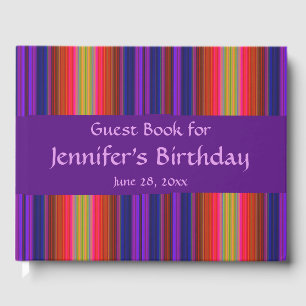 Rainbow Stripes Abstract Birthday Party Guest Book