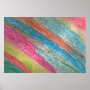 Rainbow Stripes Abstract Watercolor Art Poster