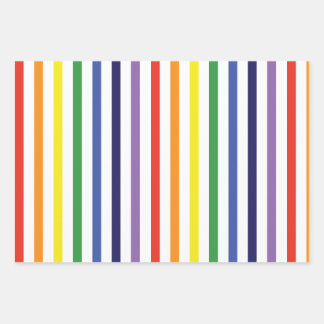 Rainbow Stripes and Blue Diagonals Wrapping Paper