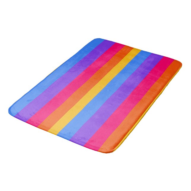 Rainbow Stripes Bath Mat (Angled)