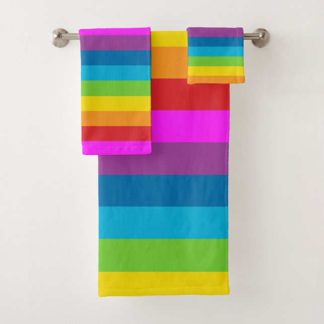 Rainbow Stripes Bath Towel Set (Insitu)