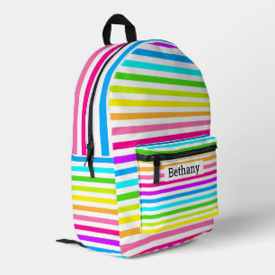 Rainbow Stripes – Bold, Bright & Ready to Go Printed Backpack