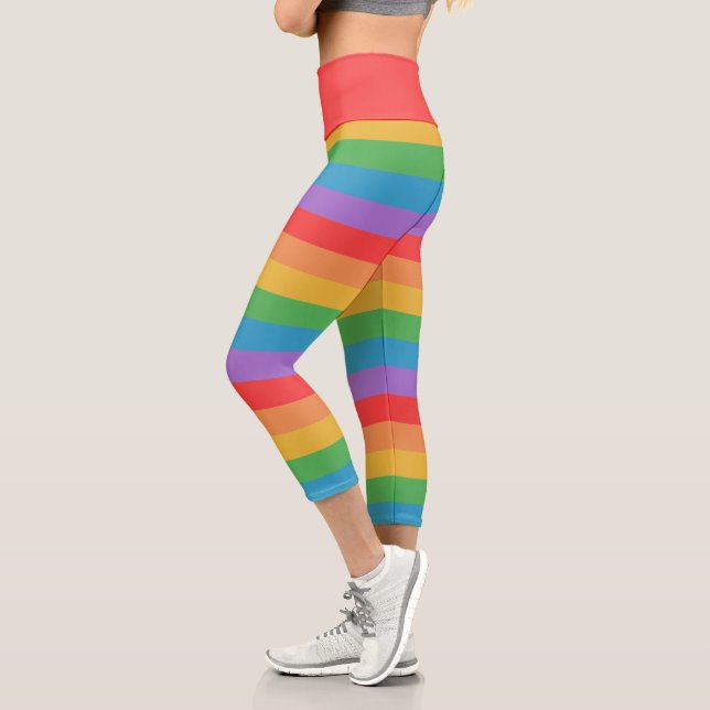 Rainbow Stripes Capri Leggings (Left)