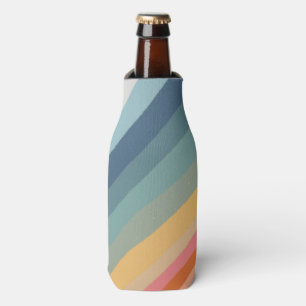 Rainbow Stripes Colourful Waves Bottle Cooler