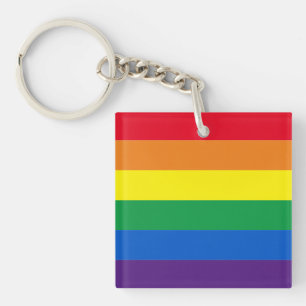 Rainbow stripes colours Lgbt gay flag Key Ring