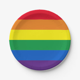 Rainbow stripes colours Lgbt gay flag Paper Plate