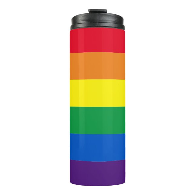 Rainbow stripes colours Lgbt gay flag Thermal Tumbler (Front)
