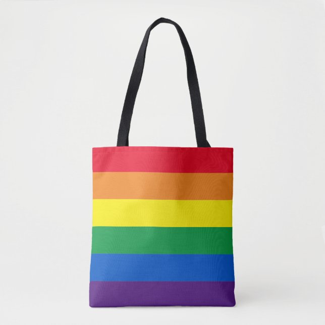 Rainbow stripes colours Lgbt gay pride flag modern Tote Bag (Front)