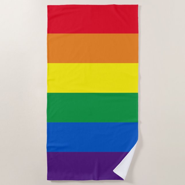 Rainbow stripes colours Lgbt Lgbtq gay flag Beach Towel (Front)