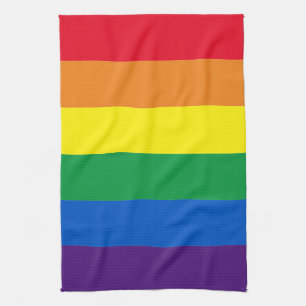 Rainbow stripes colours Lgbt Lgbtq gay flag Tea Towel