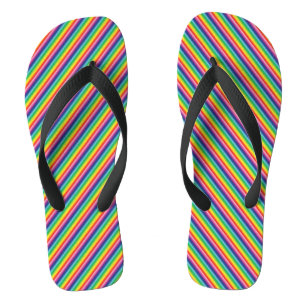 Rainbow stripes colours oblique pattern modern  jandals