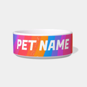 Rainbow Stripes Customised Dog Pet Water Food  Bowl