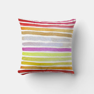 Rainbow stripes cute watercolor cushion
