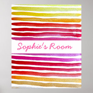 Rainbow stripes cute watercolor poster
