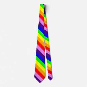 Rainbow Stripes Diagonal Classic Bright Colourful Tie