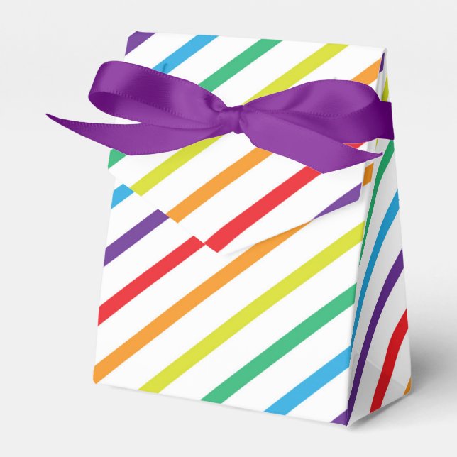 Rainbow Stripes Fun Birthday Party Favour Boxes (Front Side)