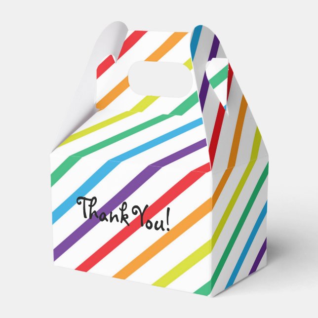 Rainbow Stripes Fun Birthday Party Favour Boxes (Front Side)