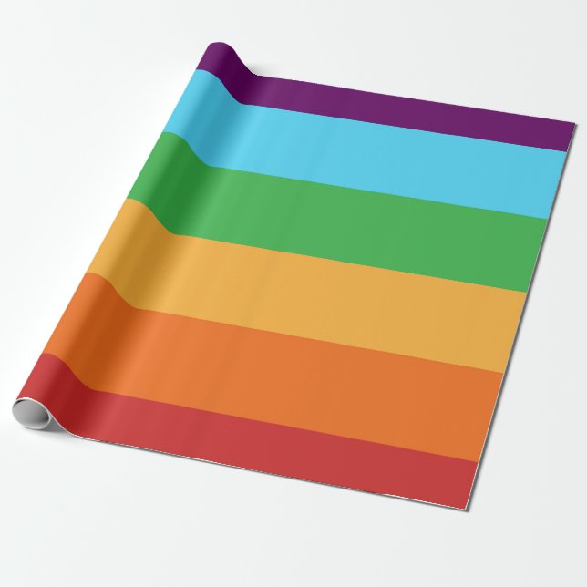 Rainbow Stripes Fun Bright Candy Birthday Party Wrapping Paper (Unrolled)