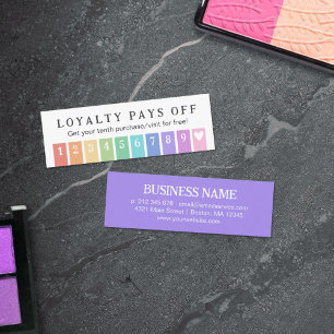 Rainbow Stripes Heart 10 Loyalty Pays Off Punch  Card