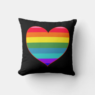 Rainbow Stripes Heart  Cushion