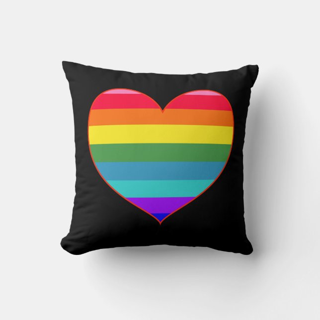 Rainbow Stripes Heart  Cushion (Front)