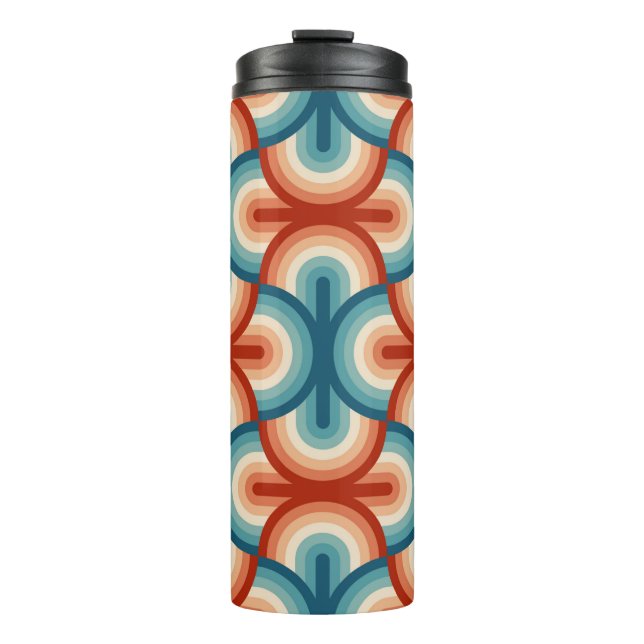 Rainbow stripes illustration pattern thermal tumbler (Front)