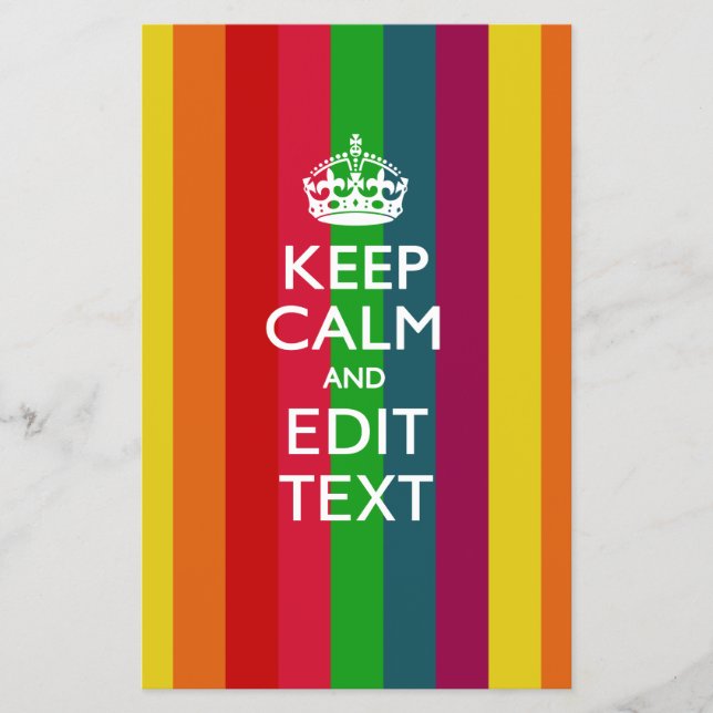 Rainbow Stripes Keep Calm And Your Text Customise Flyer (Front)