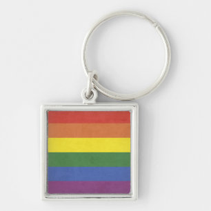Rainbow stripes key ring
