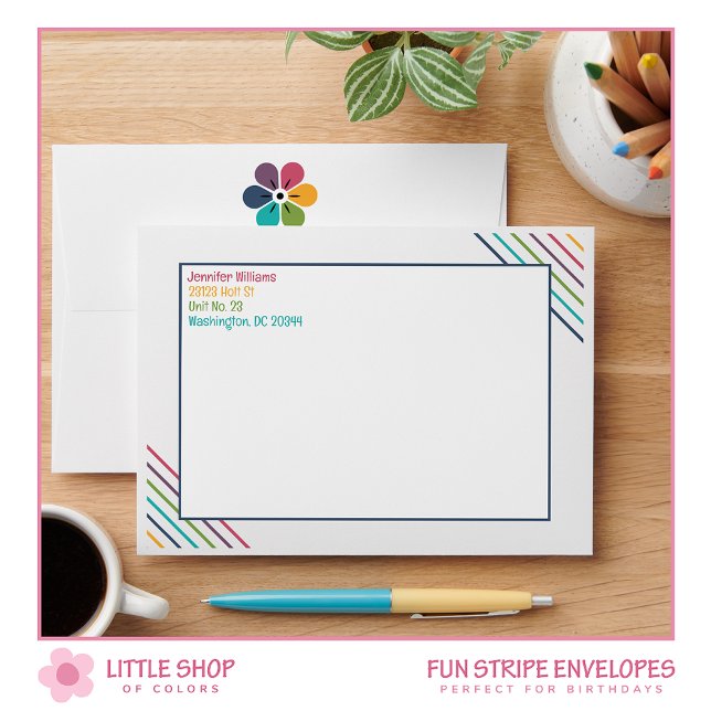 Rainbow Stripes Kids Birthday Party Invitation Envelope (Creator Uploaded)