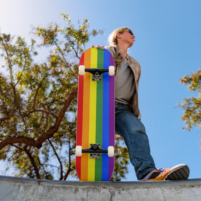 Rainbow Stripes LGBT Gay Pride Skateboard (Outdoor 1)