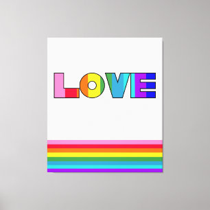 Rainbow Stripes Love Canvas Print