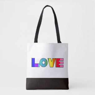 Rainbow Stripes Love   Tote Bag