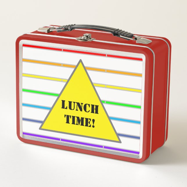 Rainbow Stripes Lunch Snack Time Metal Lunch Box (Front)