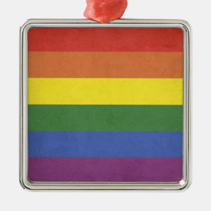 Rainbow stripes metal tree decoration