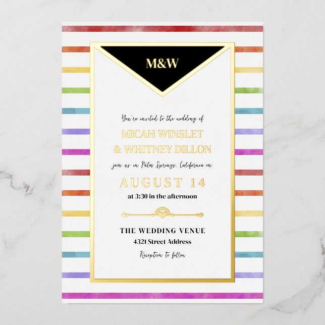 Rainbow Stripes Monogram 2 in 1 Wedding (Front)