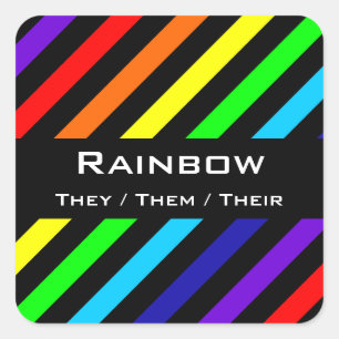 Rainbow Stripes Name / Pronoun Stickers
