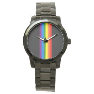 Rainbow Stripes on Black Gay Pride LGBT Support Watch