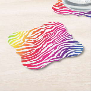 Rainbow Stripes Paper Coaster