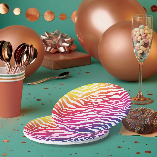 Rainbow Stripes Paper Plate (Multi)