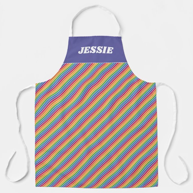 Rainbow Stripes Pattern Apron (Front)