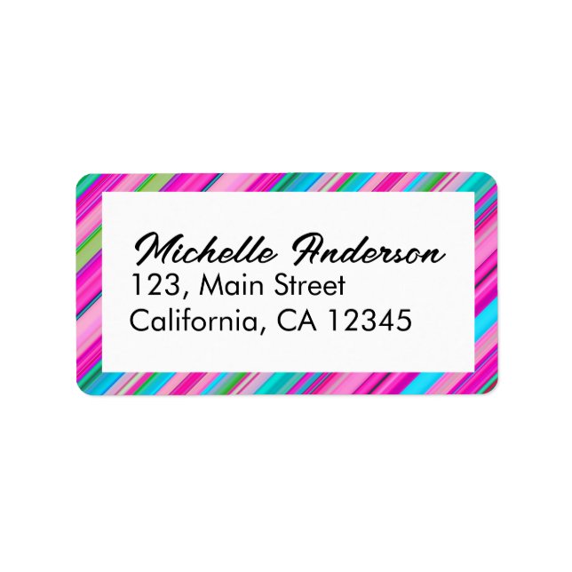 Rainbow Stripes Pattern Birthday Custom Template Label (Front)