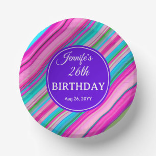 Rainbow Stripes Pattern Birthday Custom Template Paper Plate