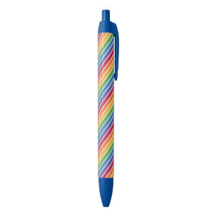 Rainbow Stripes Pattern Black Ink Pen