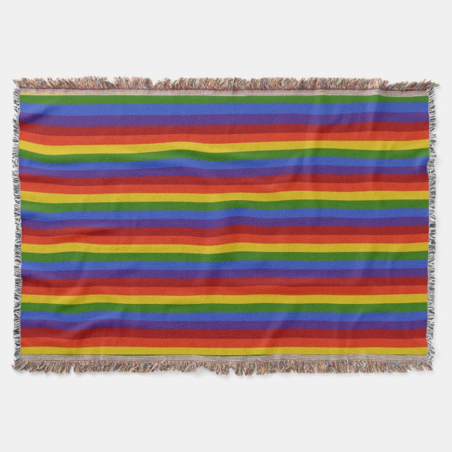Rainbow Stripes Pattern colourful classic Throw Blanket (Front)