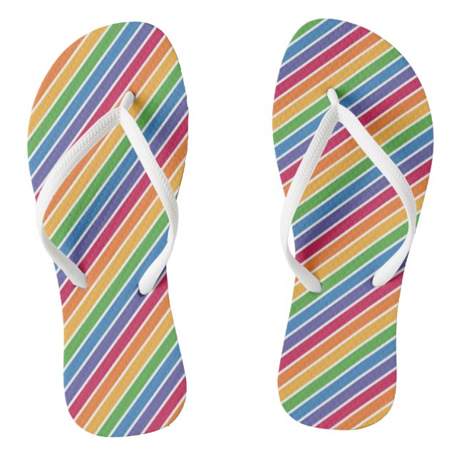 Rainbow Stripes Pattern Jandals (Footbed)